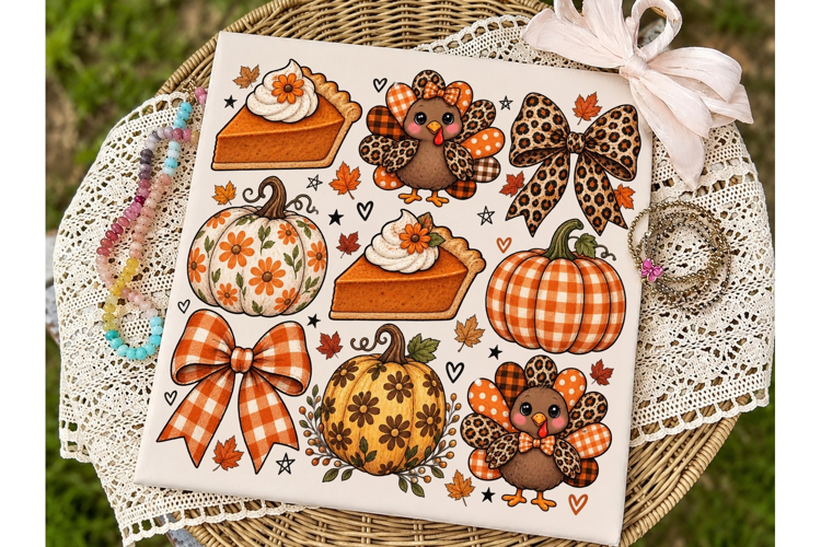 Autumn Fall Pumpkin Turkey PNG Sublimati