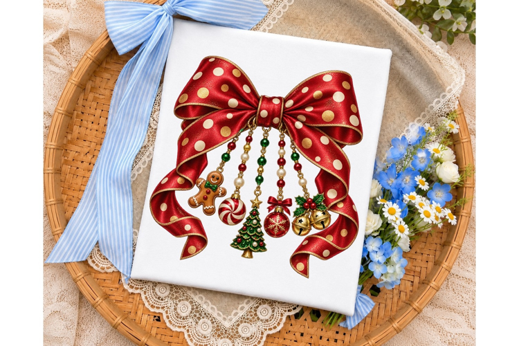 Christmas Bow Ornaments PNG Sublimation