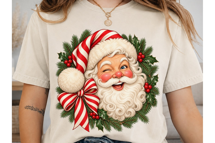 Santa Face Wreath PNG Sublimation Design