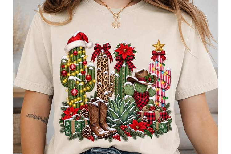 Western Christmas Cactus PNG Sublimation
