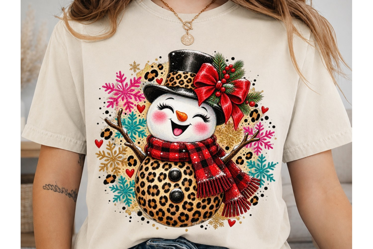 Leopard Snowman PNG Sublimation Design