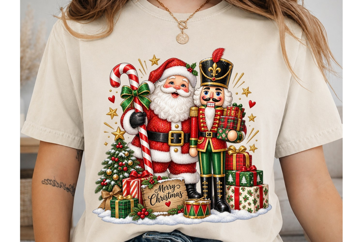 Merry Christmas Santa Nutcracker PNG Des