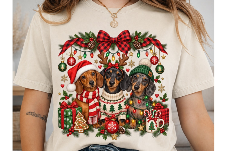 Christmas Dachshund Dogs PNG Sublimation
