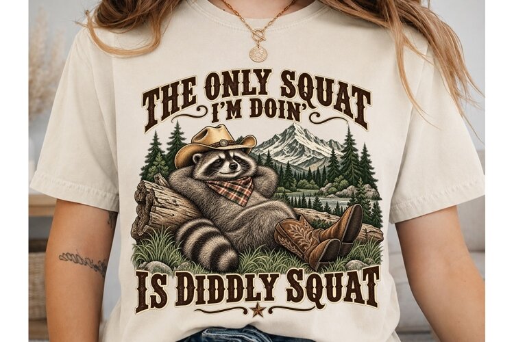 Cowboy Raccoon Diddly Squat PNG Sublimat example image 1