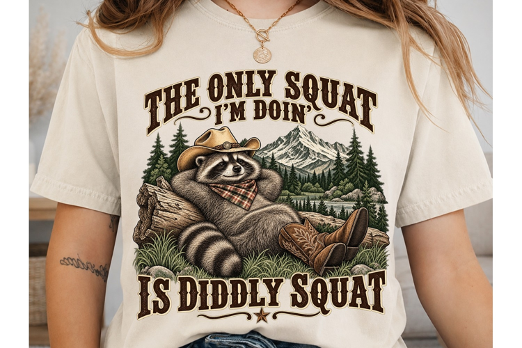 Cowboy Raccoon Diddly Squat PNG Sublimat