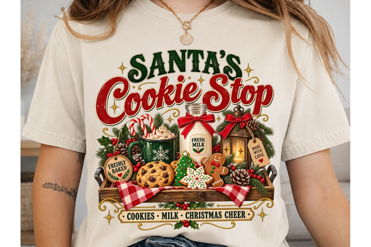 Santa's Cookie Stop PNG Sublimation Shir
