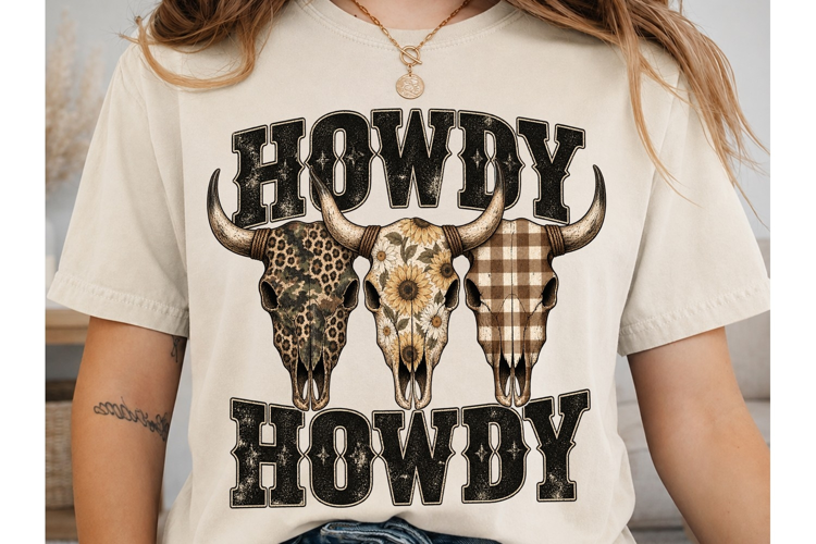 Howdy Howdy Bull Skull PNG Shirt Design