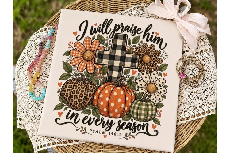 I Will Praise Him Pumpkin Cross PNG example image 1