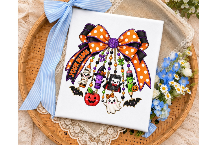 Halloween Bow Charms PNG Sublimation Des