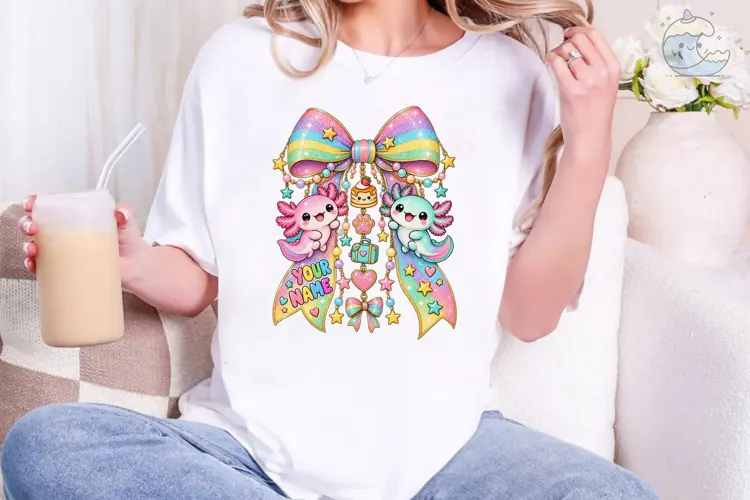 Rainbow Axolotl PNG Sublimation Design