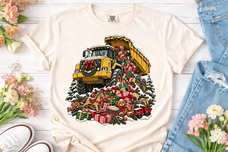 Dump Truck Christmas PNG Sublimation Des