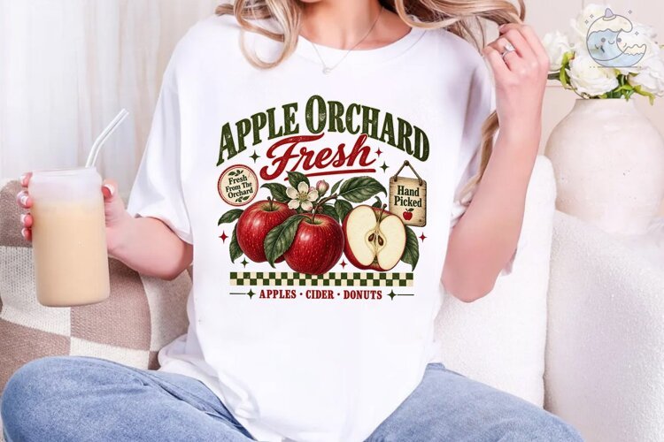 Apple Orchard Fresh PNG Sublimation Desi example image 1