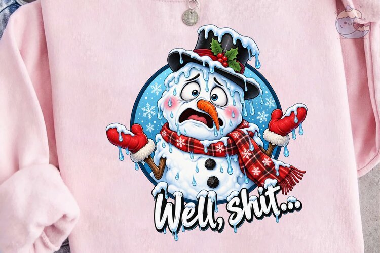 Melting Snowman PNG Shirt Design example image 1