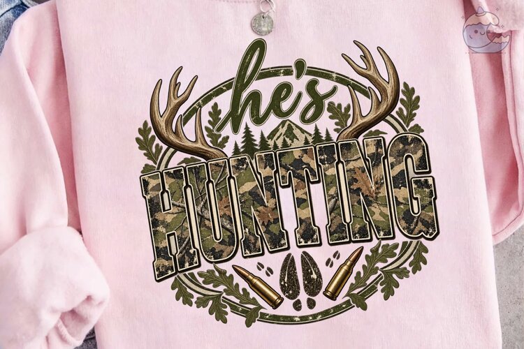 He's Hunting PNG Sublimation Design example image 1