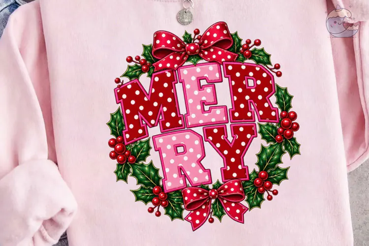 Merry Christmas Wreath PNG Sublimation