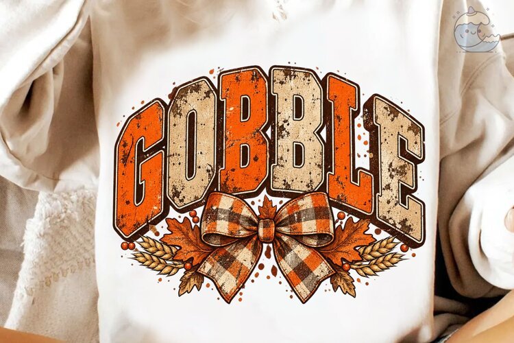 Gobble Fall Pumpkin PNG Sublimation Desi example image 1