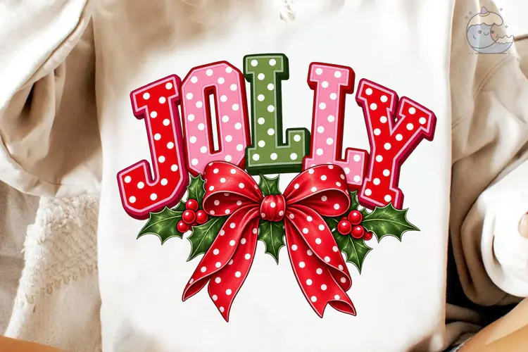 JOY Holly Bow Christmas PNG Shirt Design