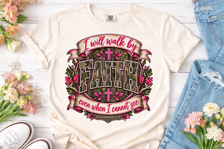 Faith Walk Bible Verse PNG Sublimation