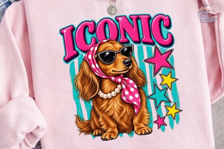 Iconic Dog PNG Sublimation Shirt Design example image 1