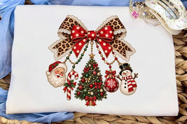Christmas Ornaments Bow PNG Sublimation example image 1