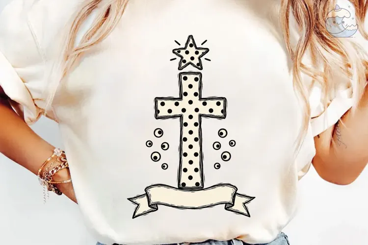 Polka Dot Cross Star PNG Sublimation Tee