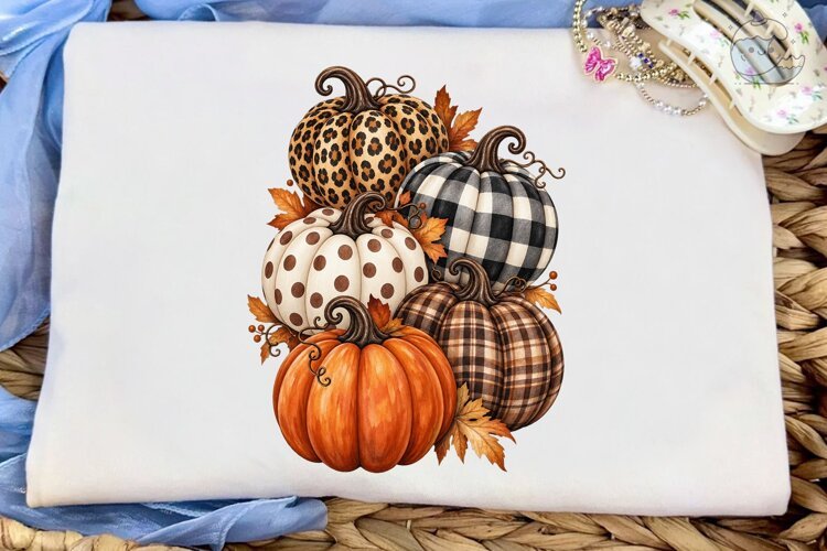 Fall Pumpkin PNG Sublimation Shirt Desig example image 1