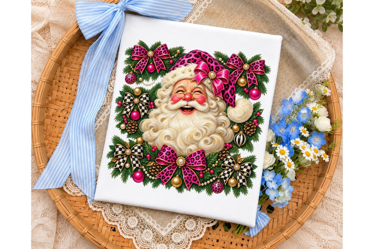 Festive Santa Wreath PNG Sublimation Des