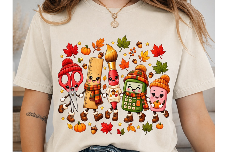 Autumn School Supplies PNG Shirt Design