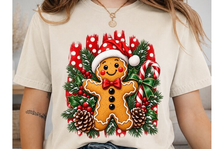Gingerbread Man Christmas PNG Sublimatio example image 1