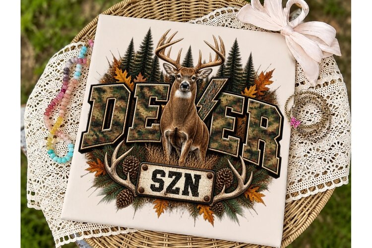 Deer Season SZN PNG Sublimation Design example image 1