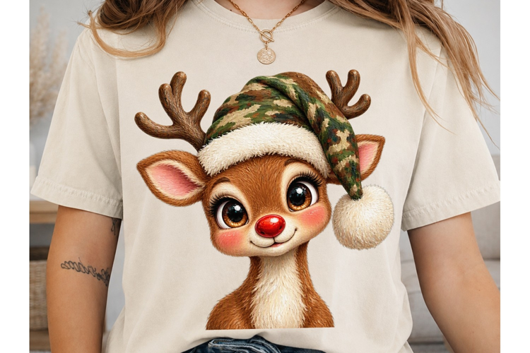 Cute Christmas Reindeer PNG Shirt Design