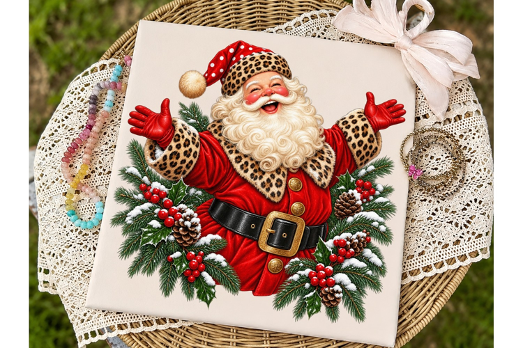 Leopard Santa PNG Shirt Design
