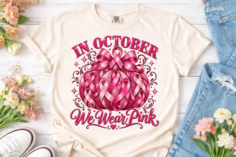 In October We Wear Pink PNG Sublimation
