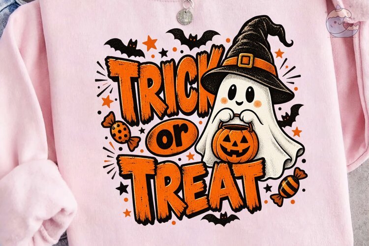 Trick or Treat Ghost PNG Sublimation Shi example image 1