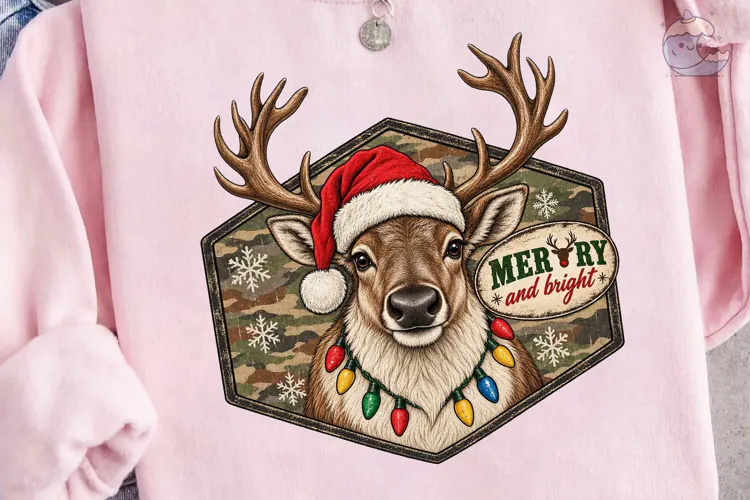 Merry and Bright Reindeer PNG Shirt