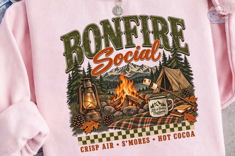 Bonfire Social Camping PNG Sublimation D example image 1