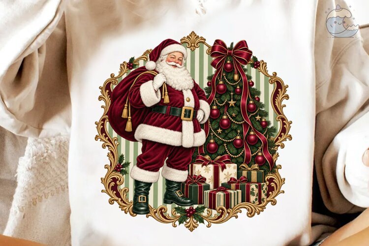 Vintage Santa Christmas PNG Sublimation example image 1