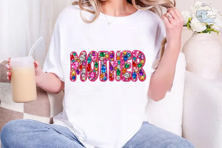 Mother Pink Gems PNG Sublimation Design