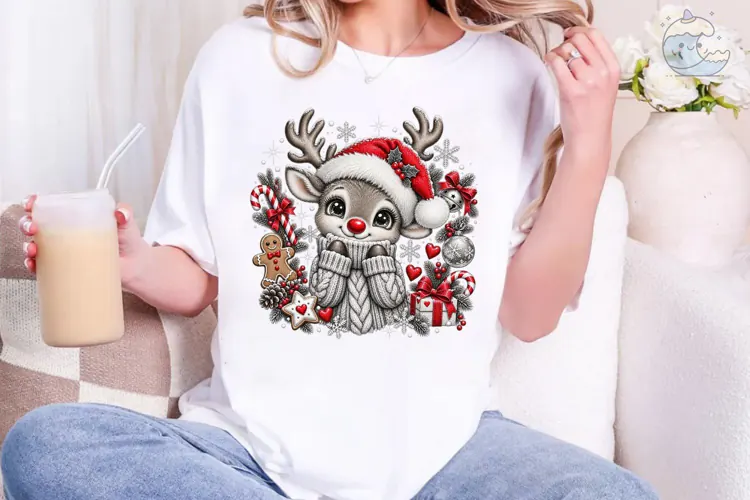Christmas Reindeer PNG Sublimation Shirt