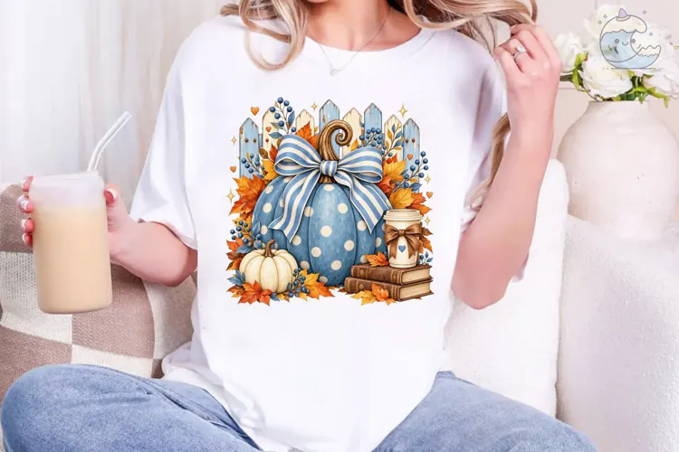 Autumn Pumpkin Bow PNG Shirt Design