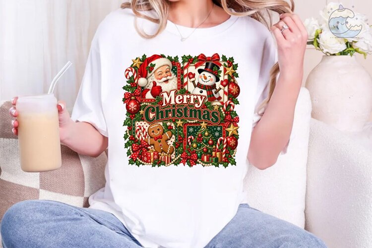Merry Christmas Santa PNG Shirt Design example image 1