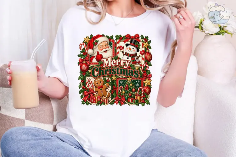 Merry Christmas Santa PNG Shirt Design