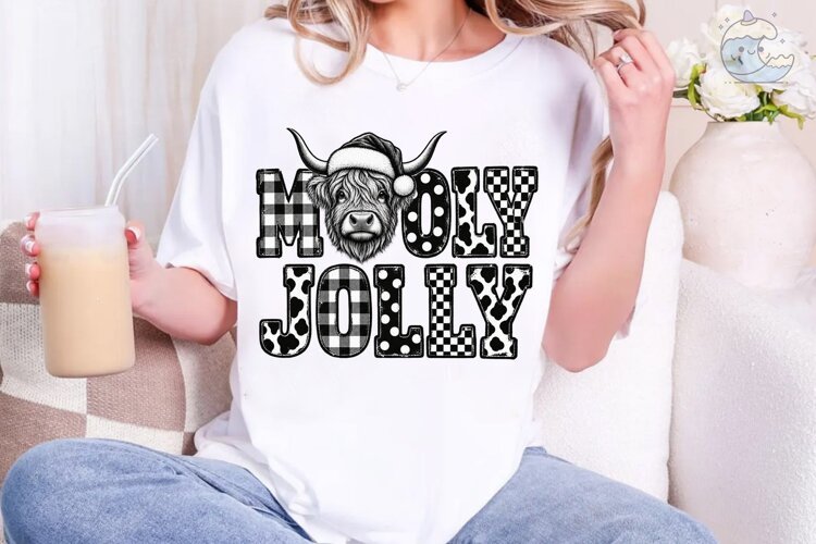 Mucky Jolly Highland Cow PNG Sublimation example image 1