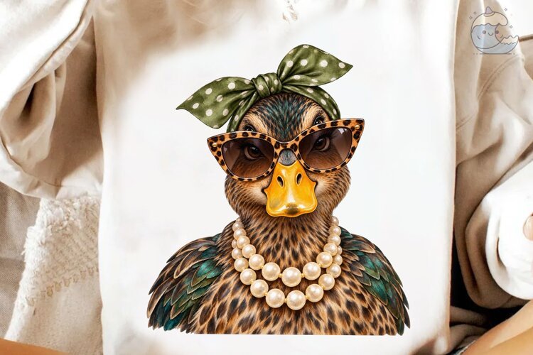 Stylish Duck PNG Sublimation Design example image 1
