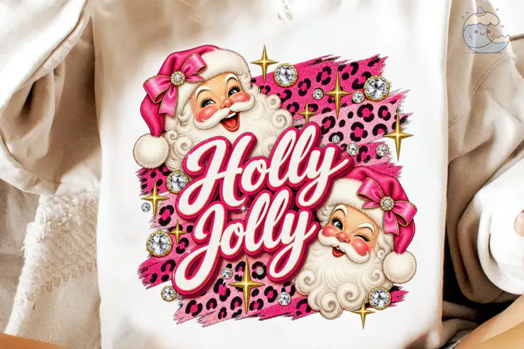 Holly Jolly Santa PNG Sublimation Design