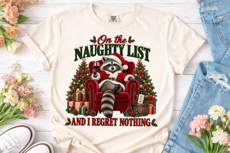 Naughty Raccoon Christmas PNG Sublimatio