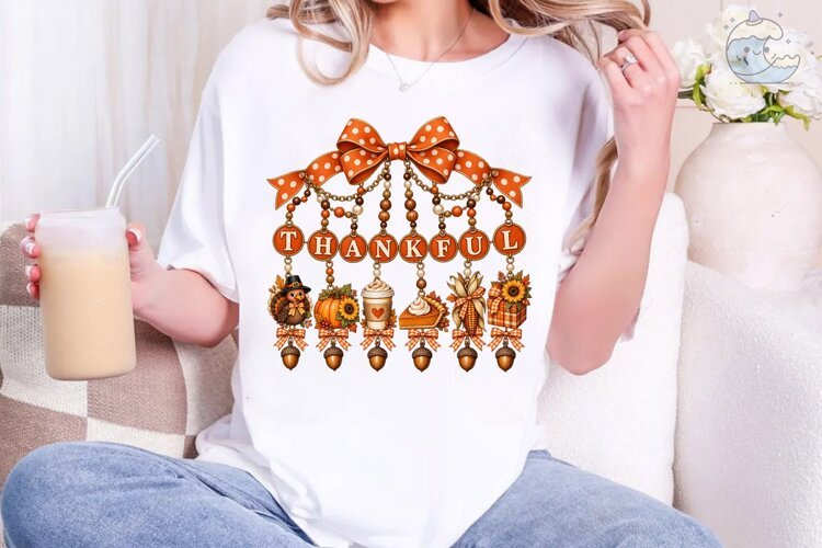Thankful Fall Charm PNG Sublimation Desi example image 1