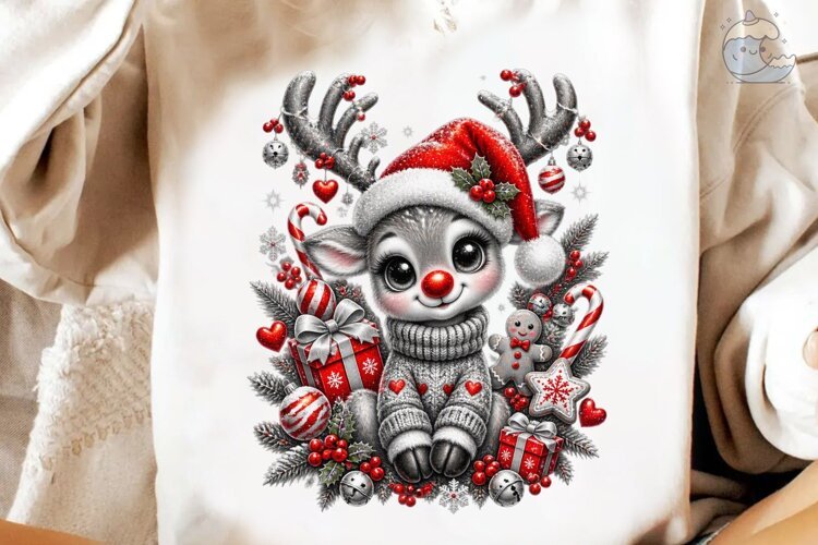 Christmas Reindeer PNG Sublimation Desig example image 1