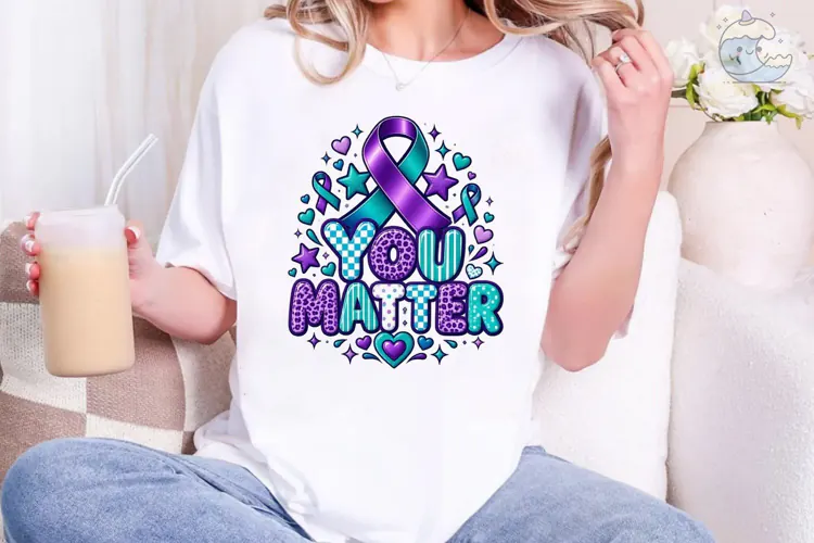 You Matter Purple Teal Ribbon PNG Shirt