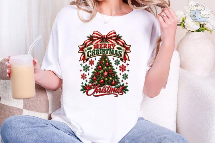 Merry Christmas Tree PNG Sublimation Des example image 1